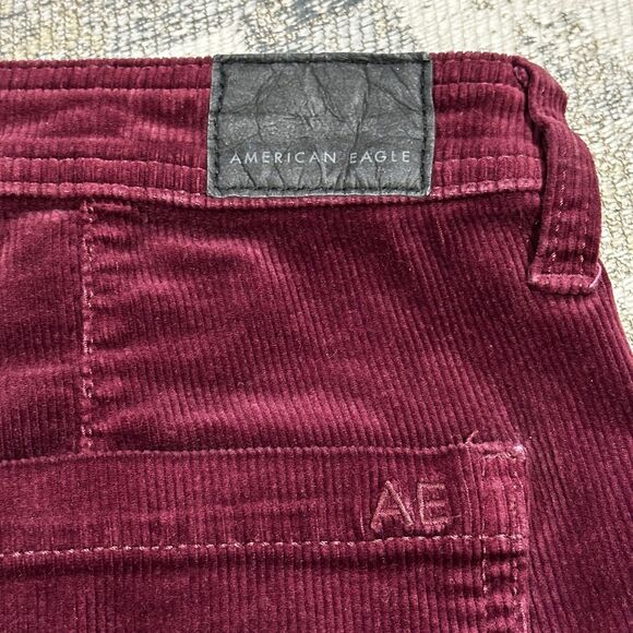 American Eagle Jegging Womens Burgundy Corduroy Hi Rise Button Fly sz 10 (32X28) - Picture 9 of 13